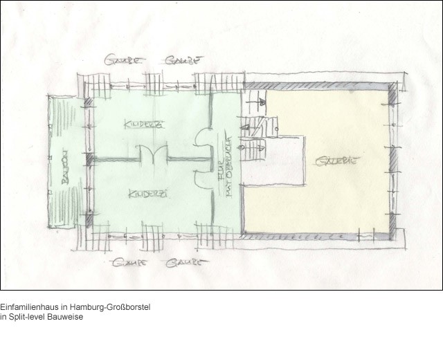 Architekturentwurf - Wohnhauses mit drei Wohneinheiten und Tiefgarage in Hamburg-Lokstedt